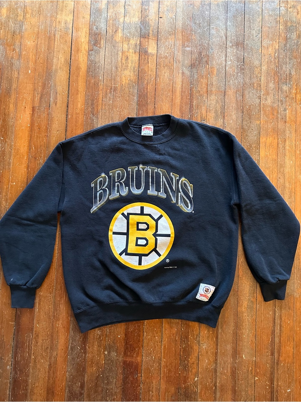 Vintage Bruins Black Crewneck Sweatshirt with Gold Logo